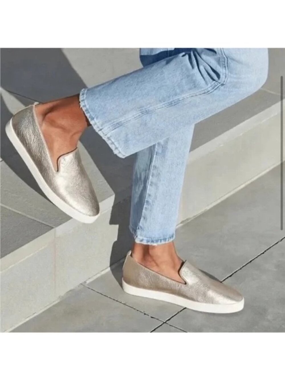 Birdies Women's Metallic Gold Leather The Swift Slip On Shoes Size 10.5 2139 - Picture 2 of 16